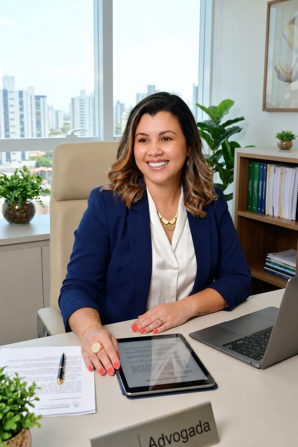Dra. Glori Guaiato em seu escritório